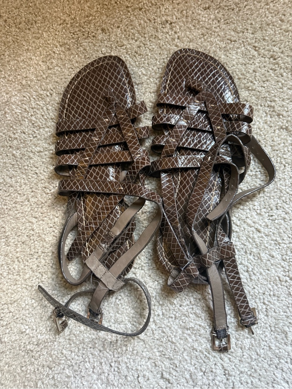 Banana Republic Brown Snake-Print Strappy Sandals